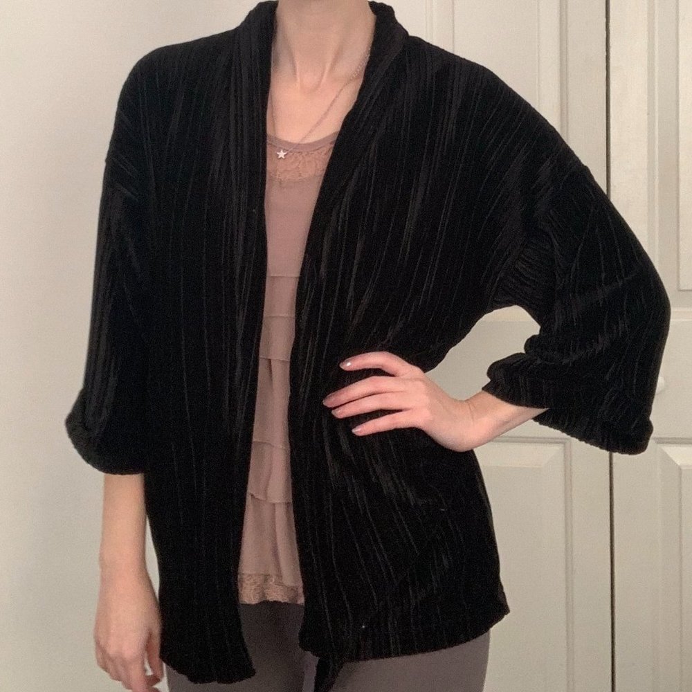 Zara black velvet open sweater NWT (Zara Girls but fits like women s/m)